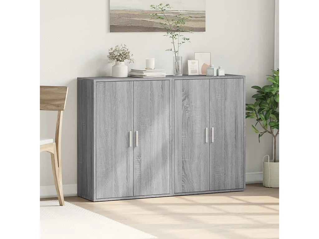Buffets 2 pcs sonoma gris 60x31x84 cm bois d'ingénierie FR94608