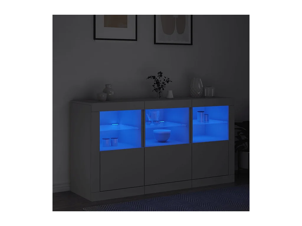 Buffet avec lumières LED blanc 123x37x67 cm FR64250