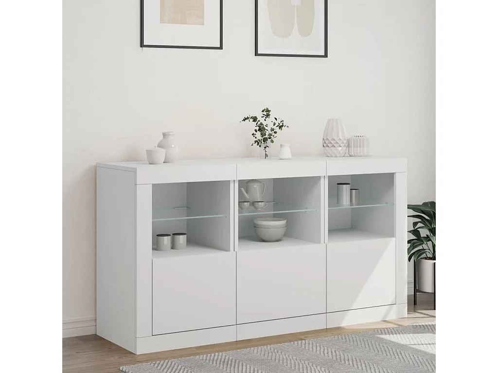 Aparador con luces LED blanco 123x37x67 cm ES387003