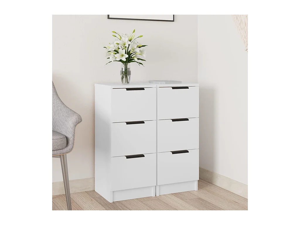 Buffets 2 pcs blanc 30x30x70 cm bois d'ingénierie FR11636