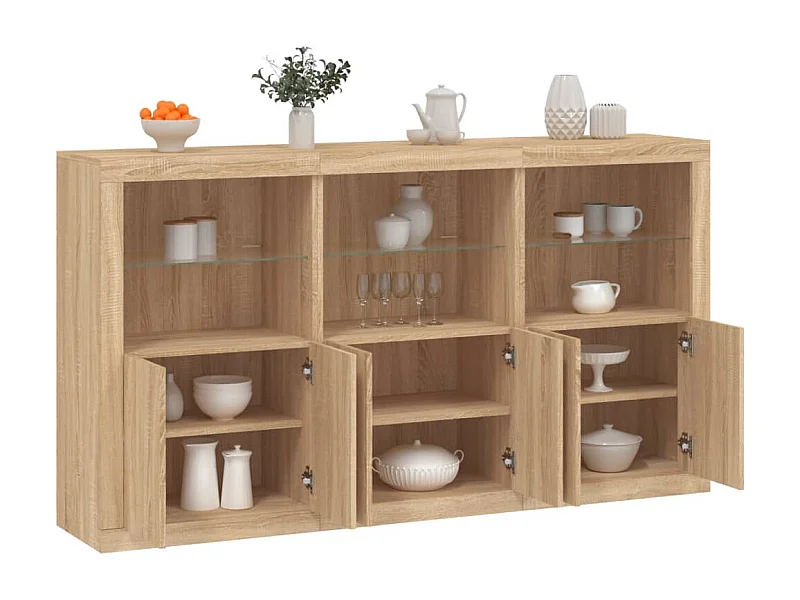 Dressoir met LED-verlichting 181,5x37x100 cm sonoma eikenkleur BE408357