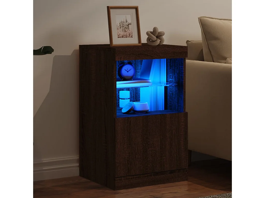 Buffet avec lumières LED chêne marron 41x37x67 cm FR41085