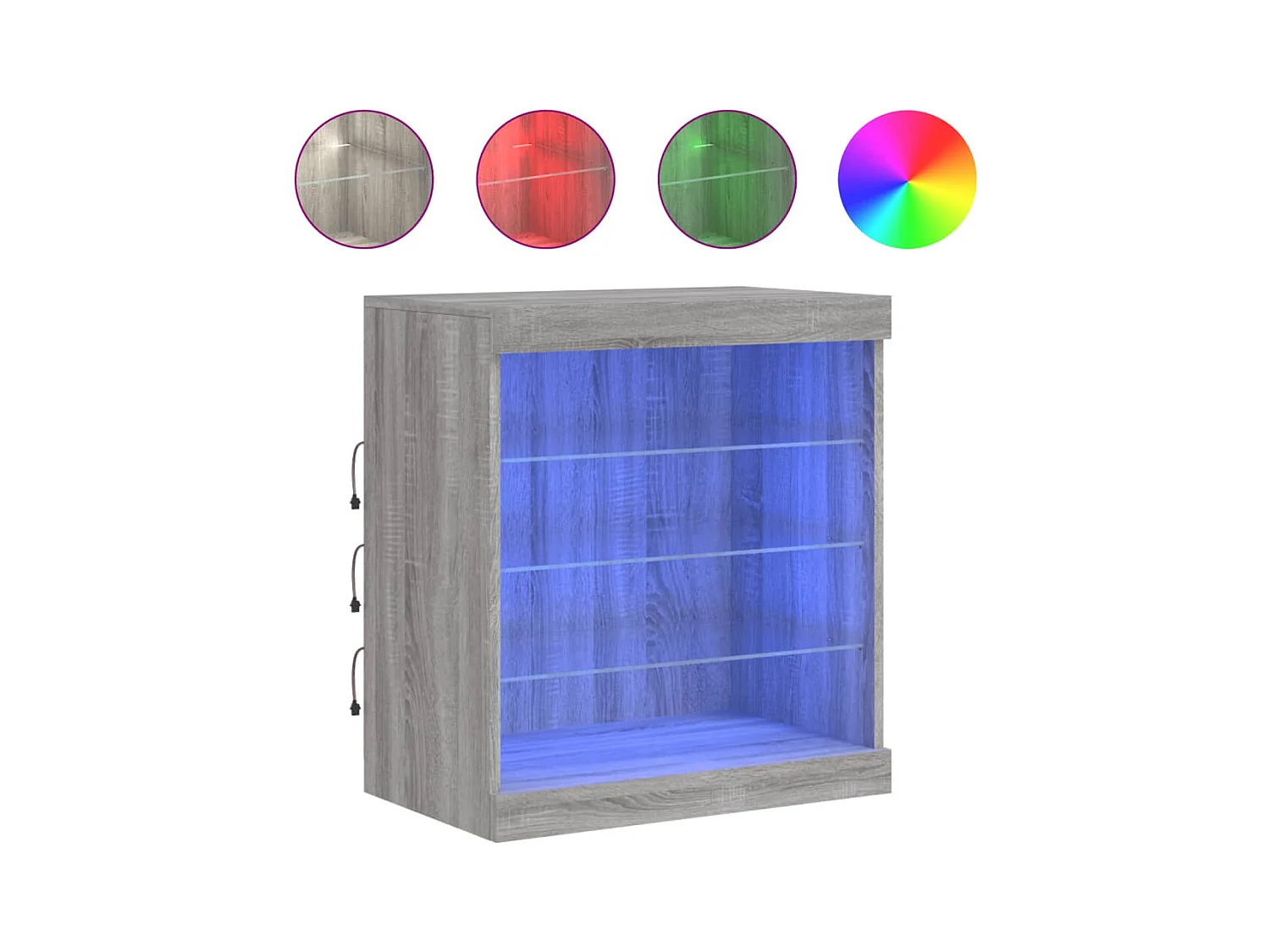 Buffet avec lumières LED sonoma gris 60,5x37x67 cm FR42338