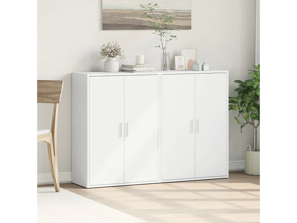 Buffets 2 pcs blanc 60x31x84 cm bois d'ingénierie FR51146