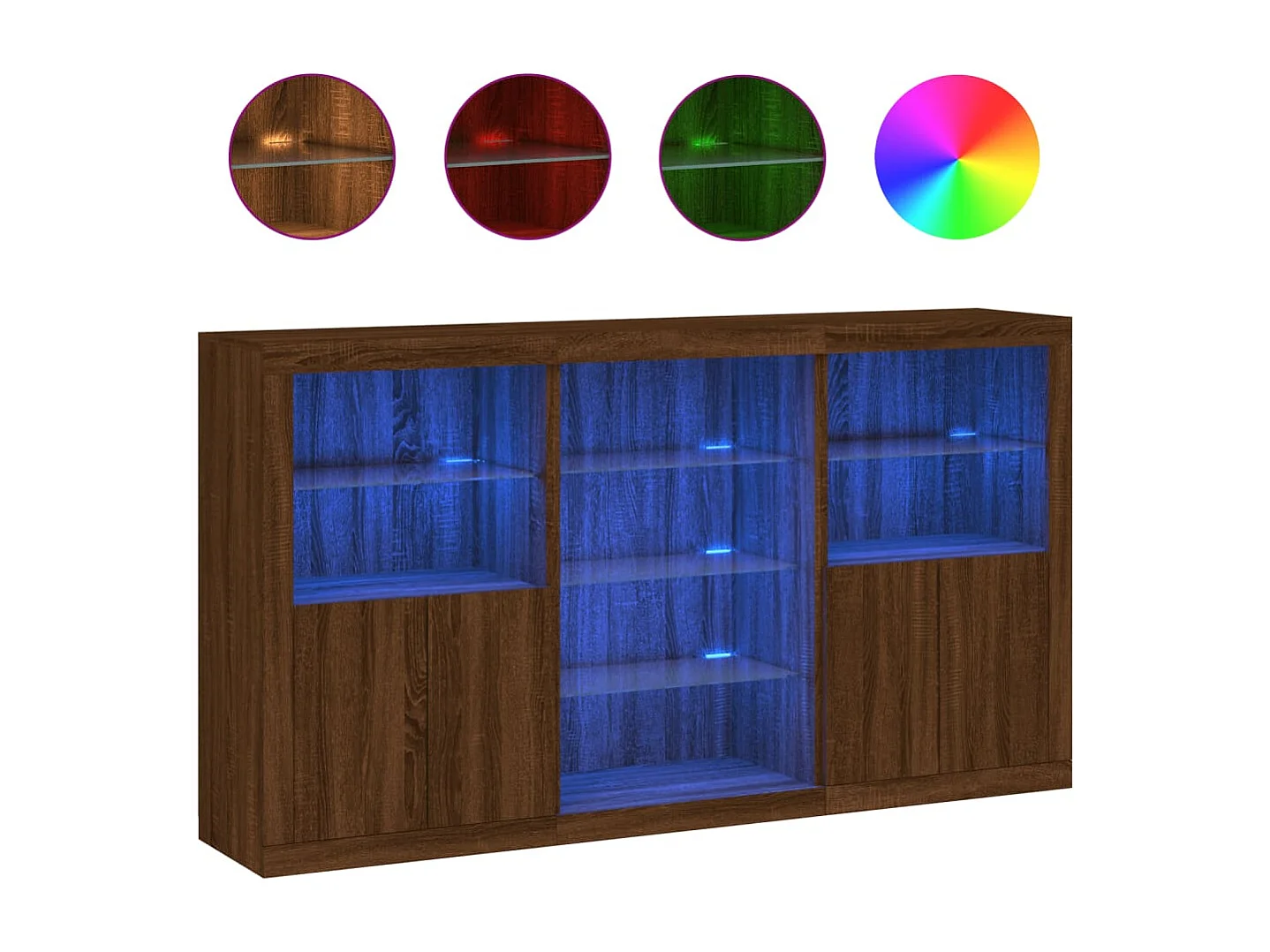 Buffet avec lumières LED chêne marron 181,5x37x100 cm FR54273