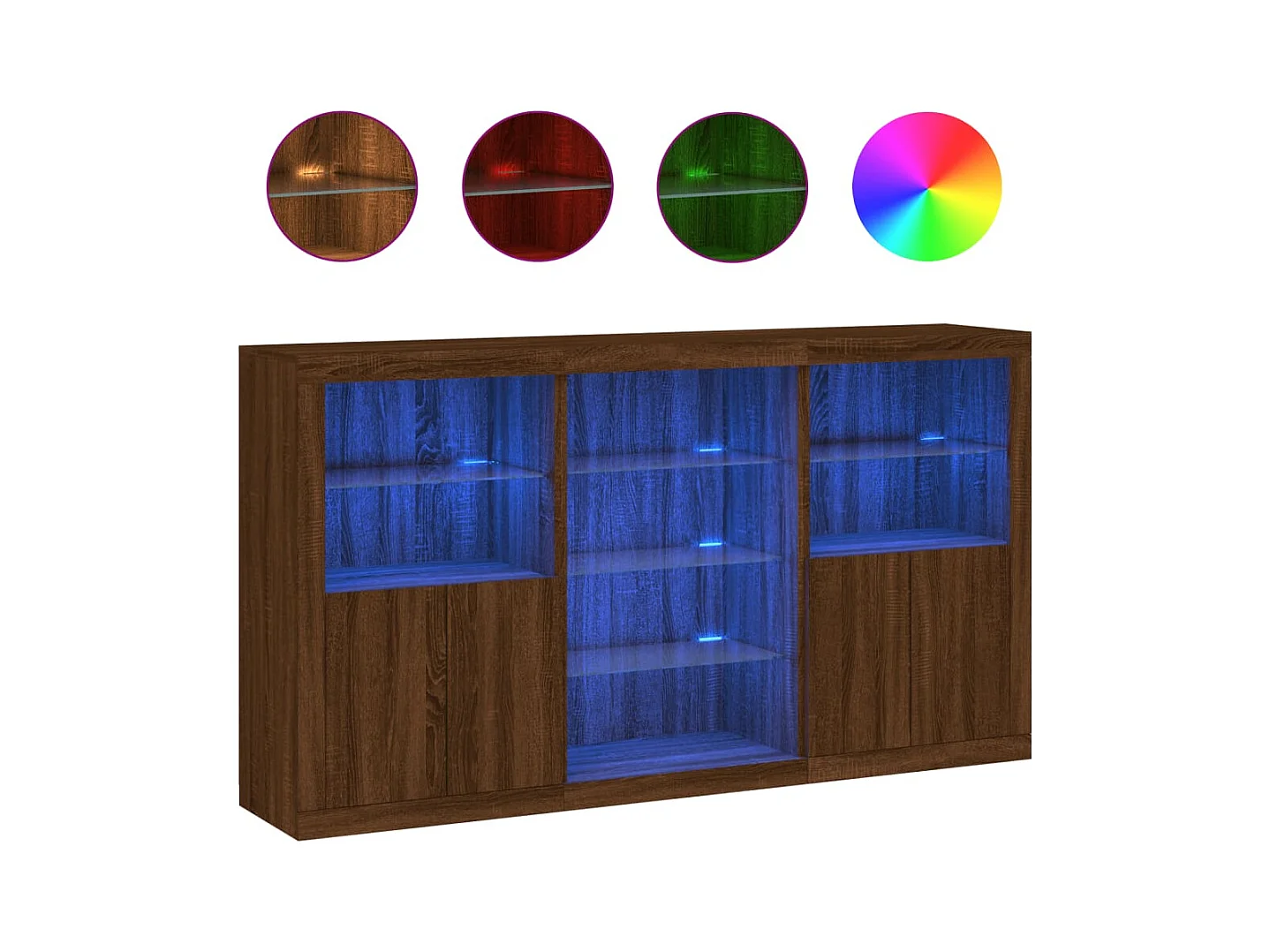 Buffet avec lumières LED chêne marron 181,5x37x100 cm FR54273