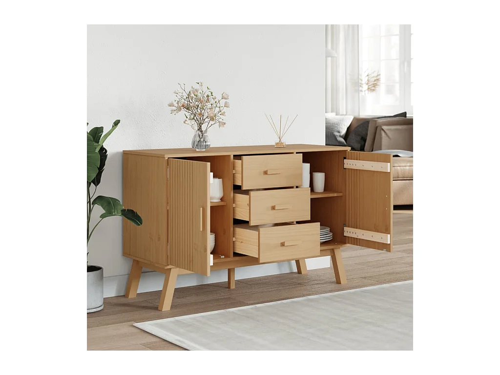 Buffet OLDEN marron 114x43x73,5 cm bois massif de pin FR63479