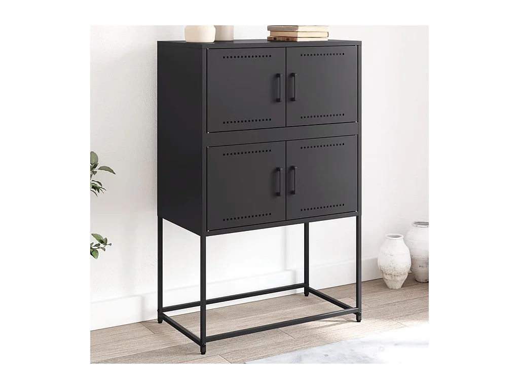 Buffet noir 68,5x38,5x107 cm acier FR61243