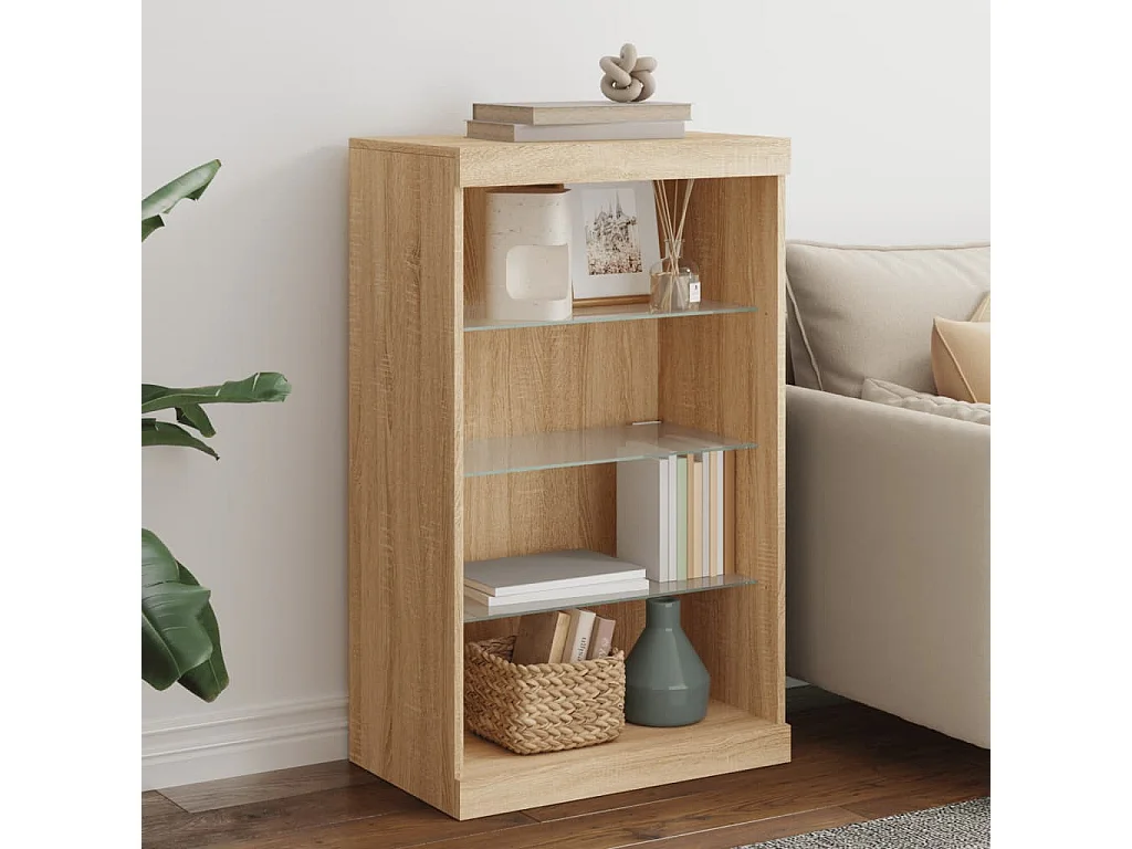 Buffet avec lumières LED chêne sonoma 60,5x37x100 cm FR73111