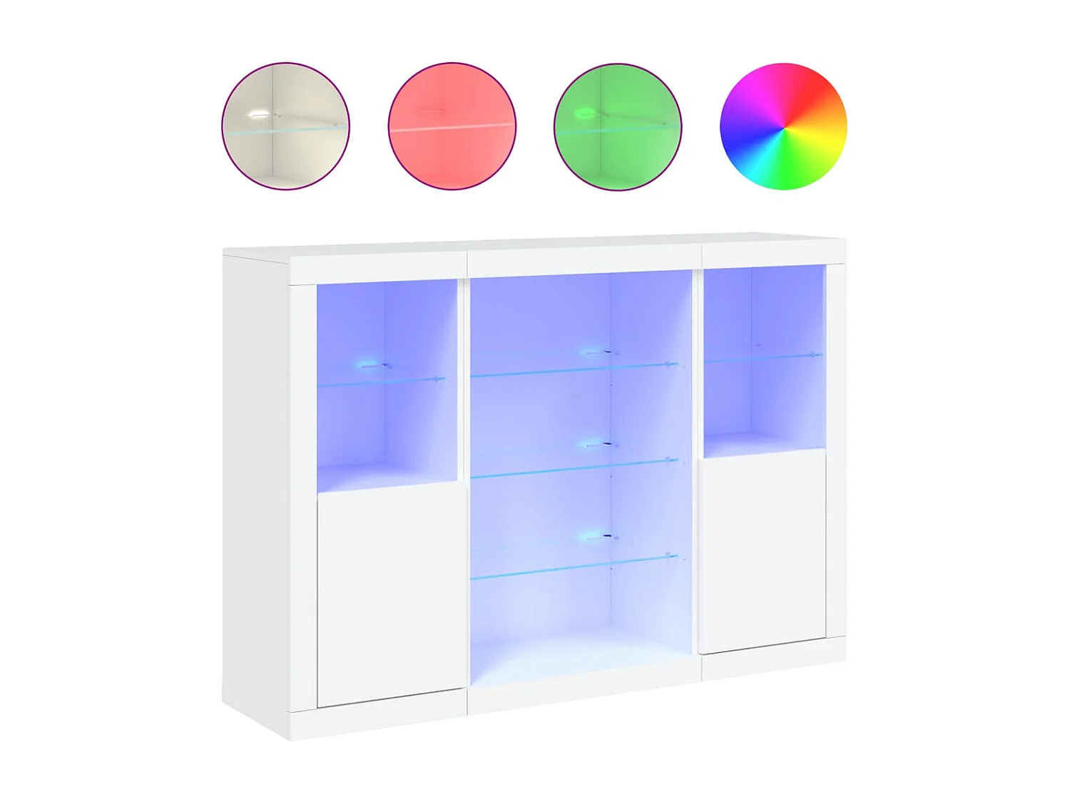 Buffets avec lumières LED 3 pcs blanc bois d'ingénierie FR18602