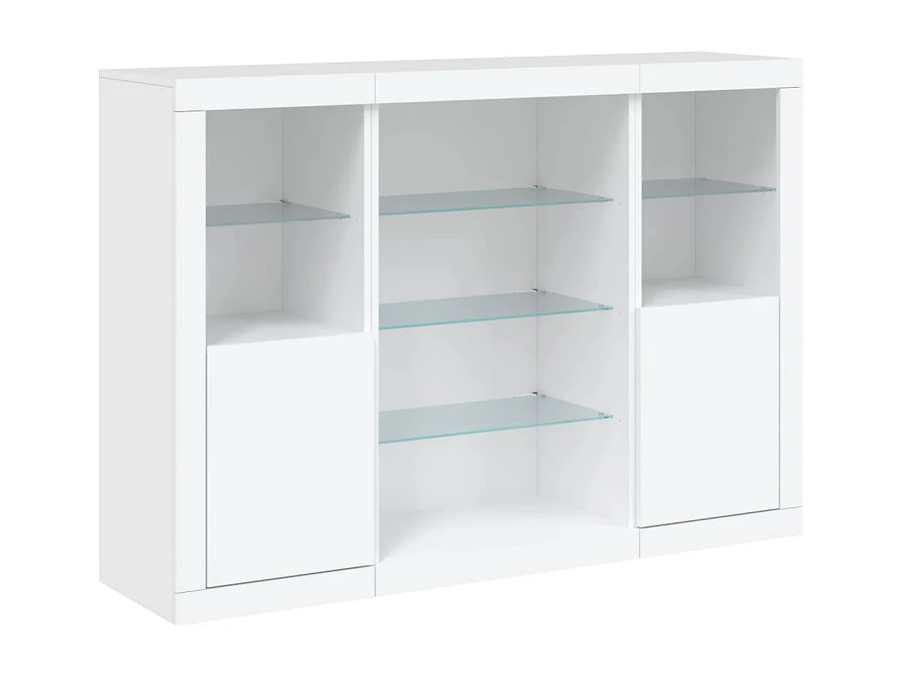 Buffets avec lumières LED 3 pcs blanc bois d'ingénierie FR18602