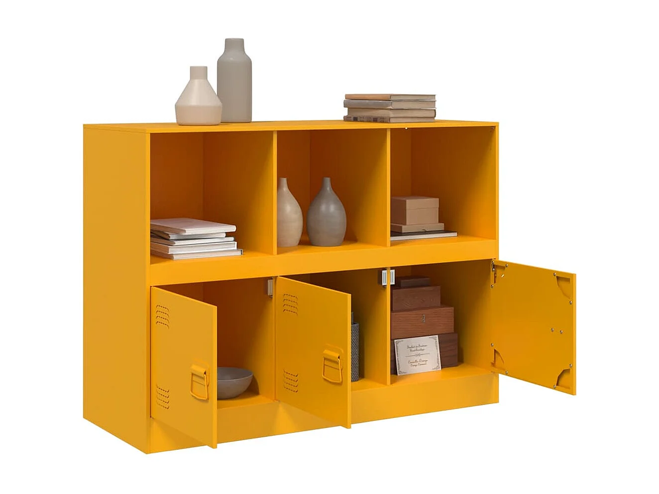 Buffet jaune moutarde 99x39x73 cm acier FR62307