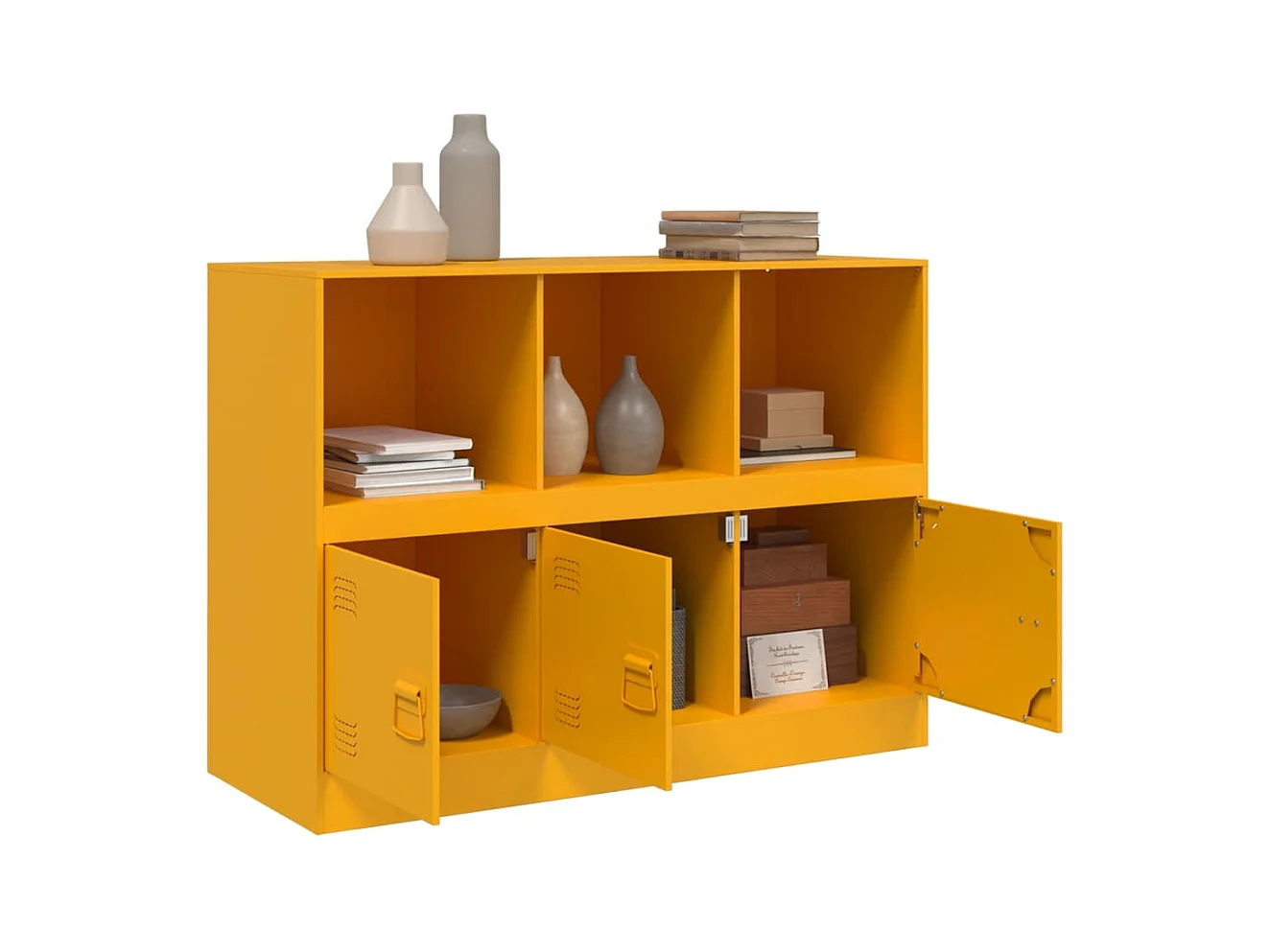 Aparador de acero amarillo mostaza 99x39x73 cm ES968477