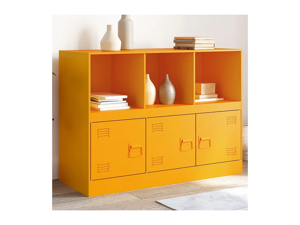 Aparador de acero amarillo mostaza 99x39x73 cm ES968477