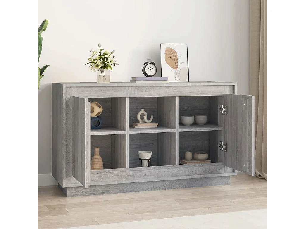 Aparador de madera contrachapada gris Sonoma 102x35x60 cm ES873459