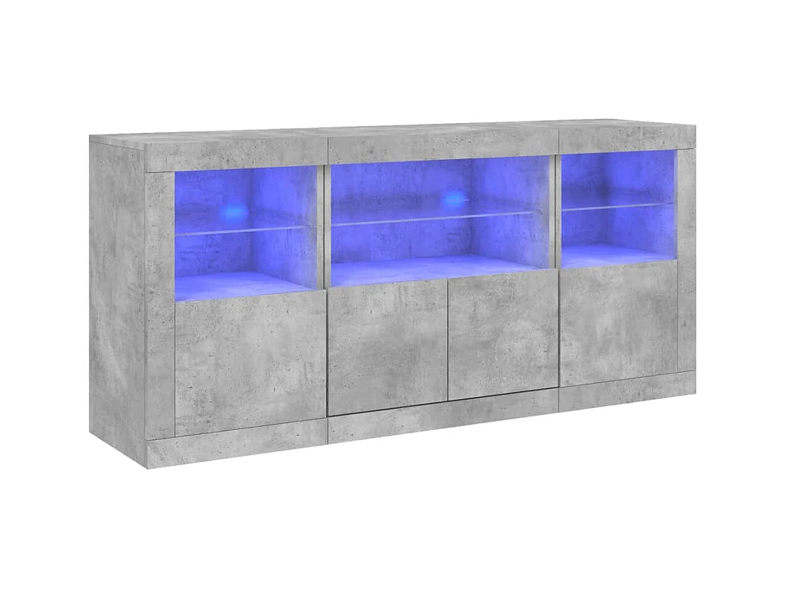 Dressoir met LED-verlichting 142,5x37x67 cm betongrijs BE454048