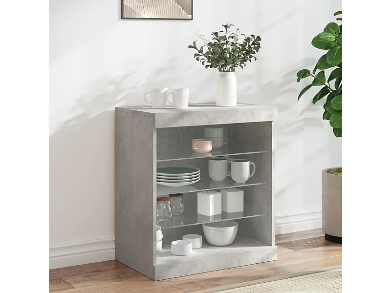 Buffet avec lumières LED gris béton 60,5x37x67 cm FR81912