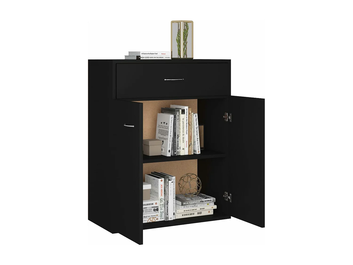 Buffet noir 60x30x75 cm bois d'ingénierie FR25887