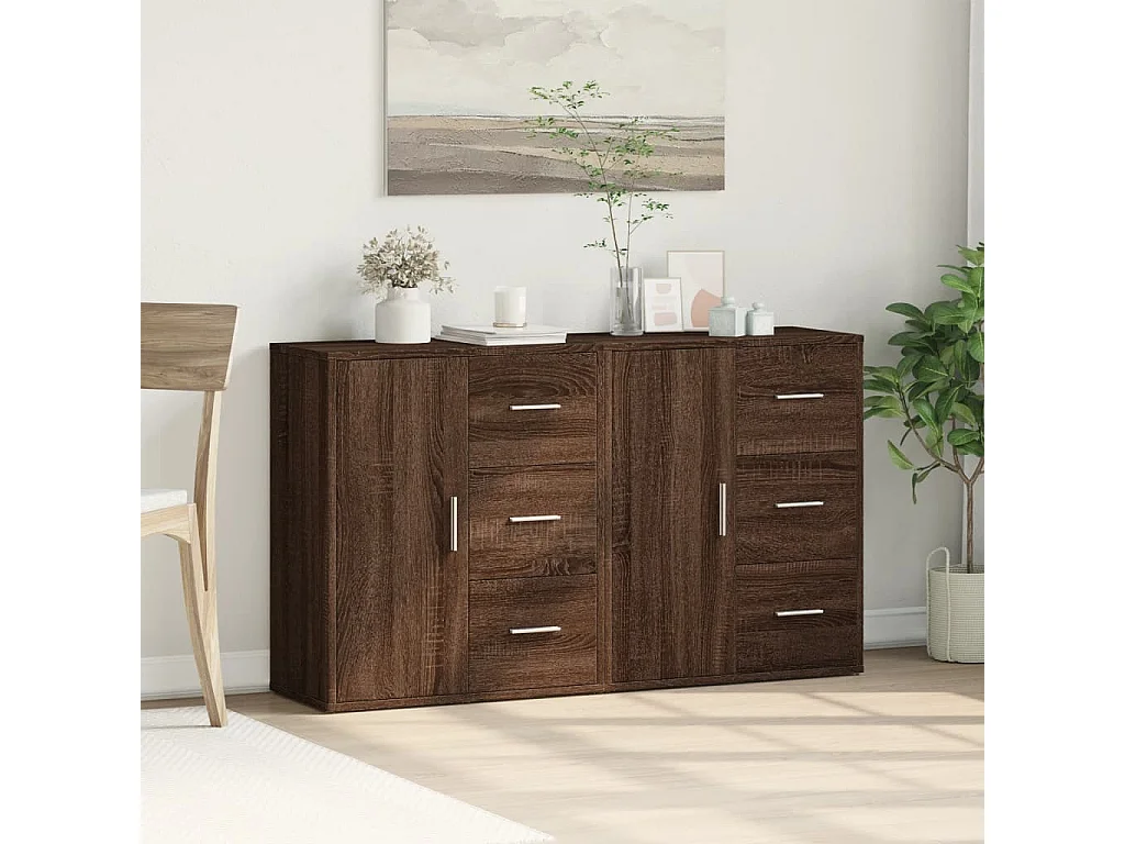 Aparadores 2 pcs 60x31x70cm derivados madeira carvalho castanho PT577593