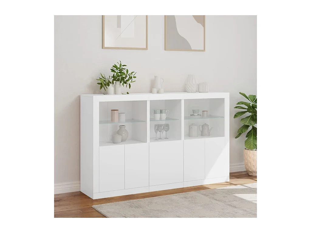 Buffet avec lumières LED blanc 162x37x100 cm FR68778