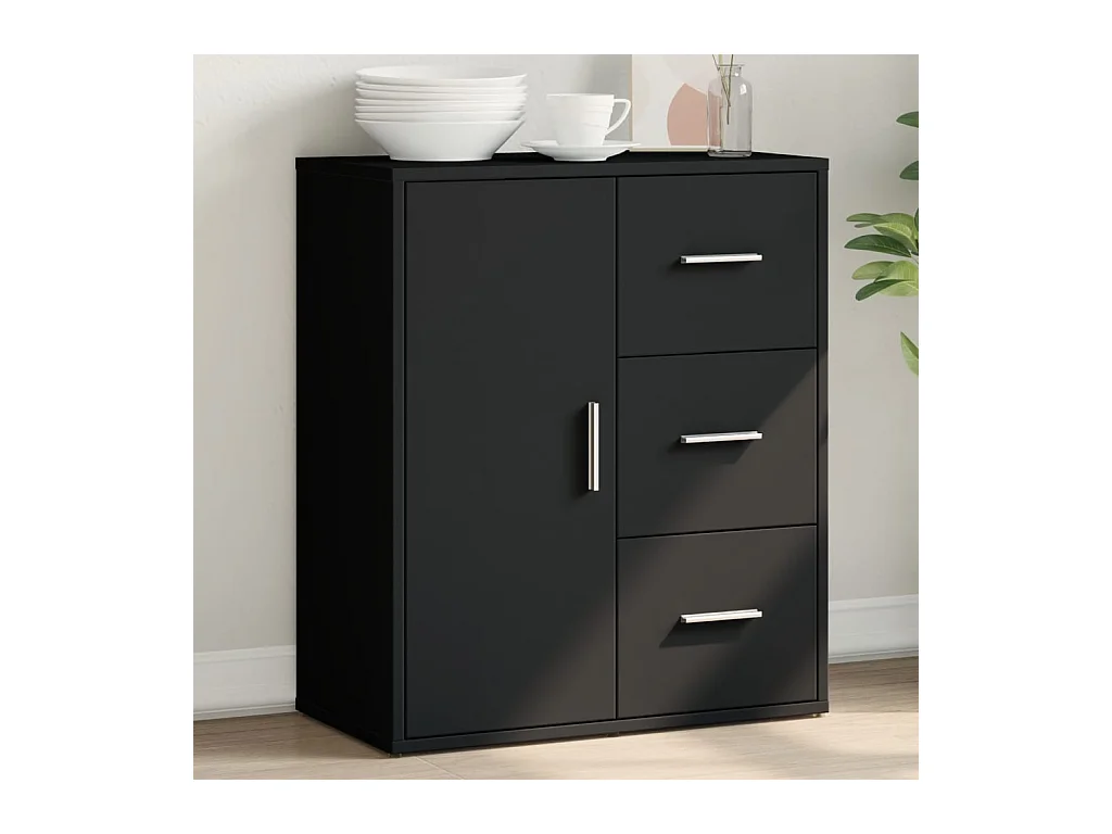 Dressoir 60x31x70 cm bewerkt hout zwart BE214162