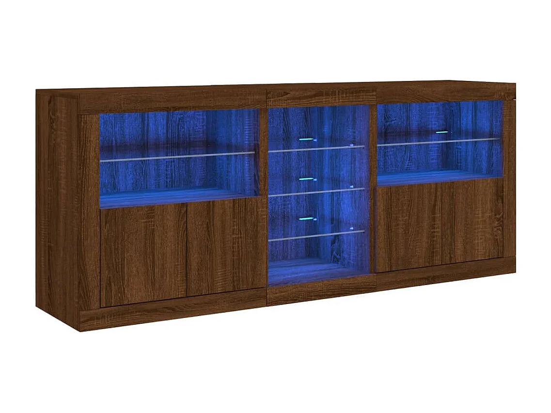 Buffet avec lumières LED chêne marron 181,5x37x67 cm FR77545