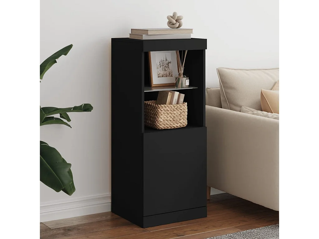 Buffet avec lumières LED noir 41x37x100 cm FR61589