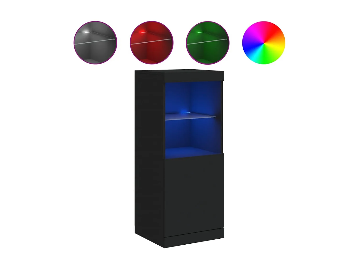 Buffet avec lumières LED noir 41x37x100 cm FR61589