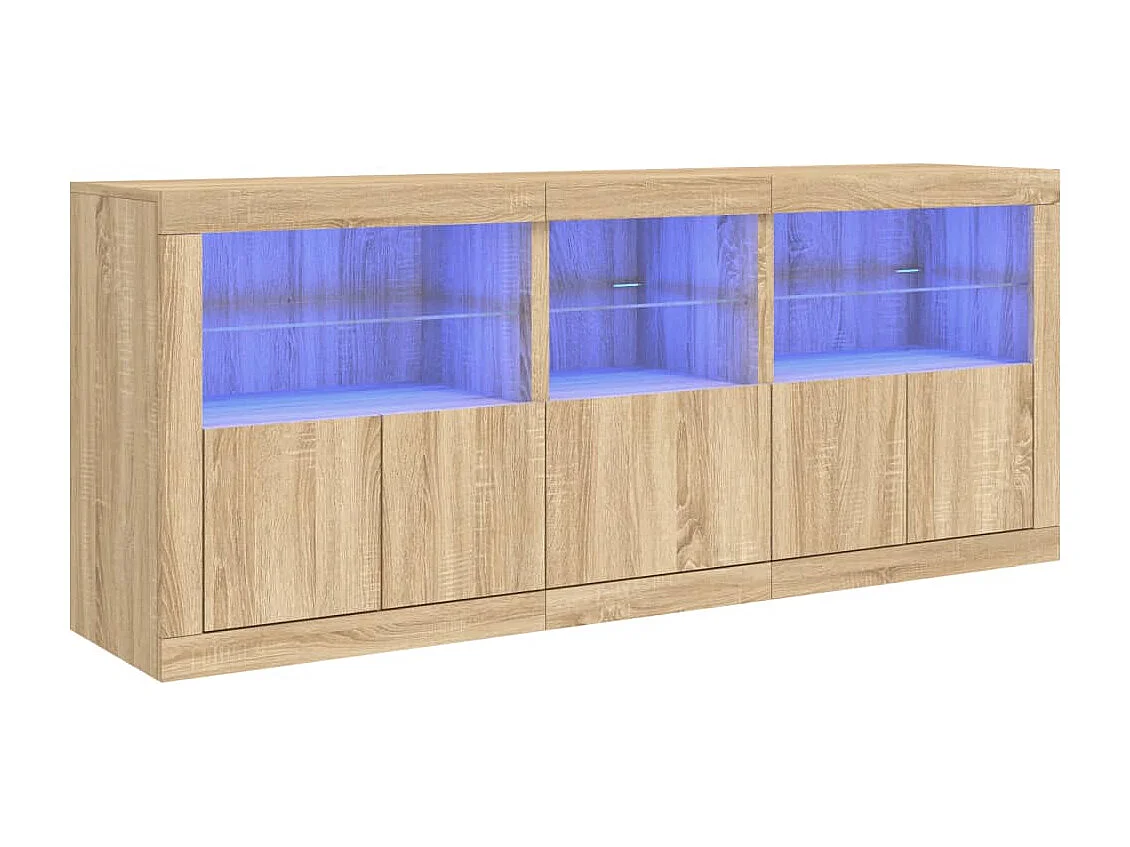 Buffet avec lumières LED chêne sonoma 162x37x67 cm FR96730