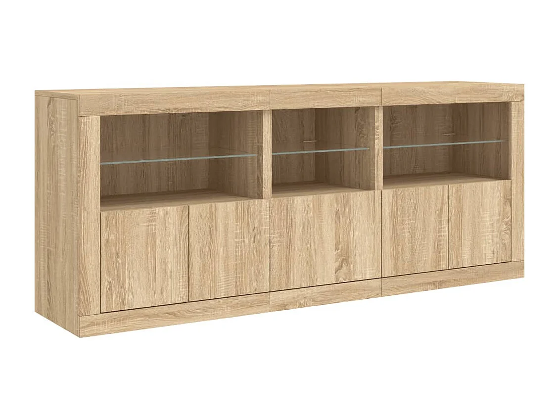 Buffet avec lumières LED chêne sonoma 162x37x67 cm FR96730