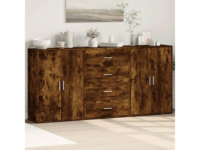 Buffets 3 pcs chêne fumé 60x31x84 cm bois d'ingénierie FR59679