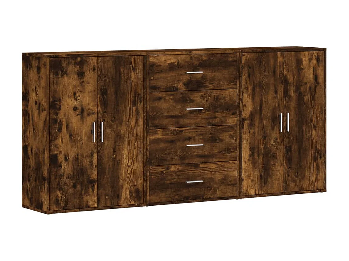 Buffets 3 pcs chêne fumé 60x31x84 cm bois d'ingénierie FR59679
