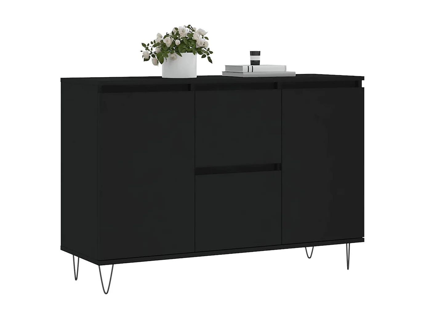 Buffet noir 104x35x70 cm bois d’ingénierie FR24304