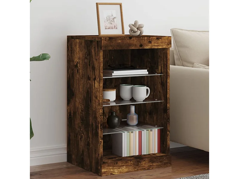 Dressoir met LED-verlichting 41x37x67 cm gerookt eikenkleurig BE587666