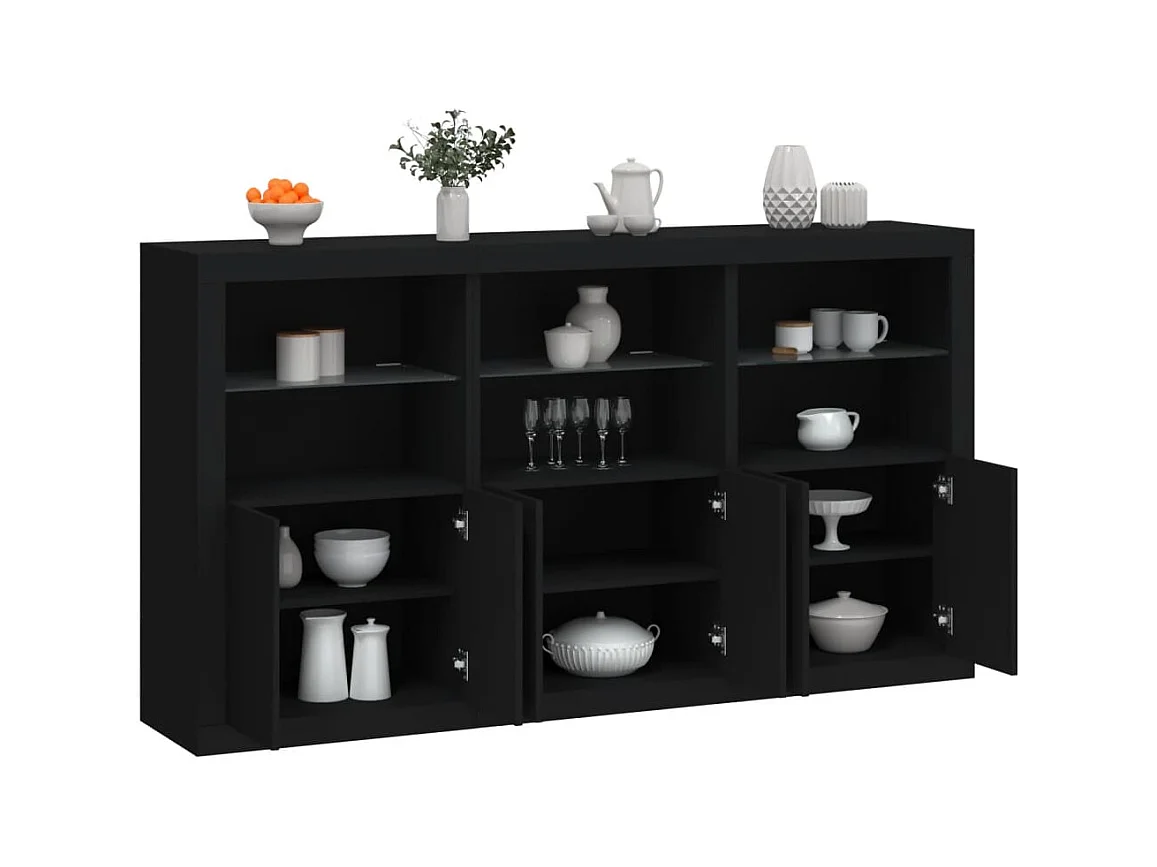Buffet avec lumières LED noir 181,5x37x100 cm FR62990