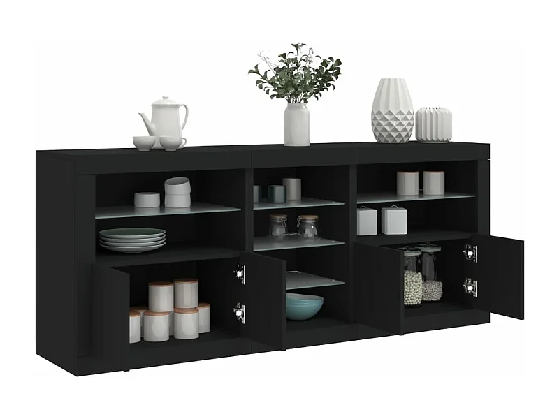 Buffet avec lumières LED noir 162x37x67 cm FR46823