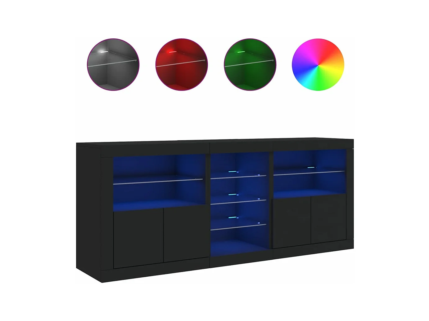 Buffet avec lumières LED noir 162x37x67 cm FR46823