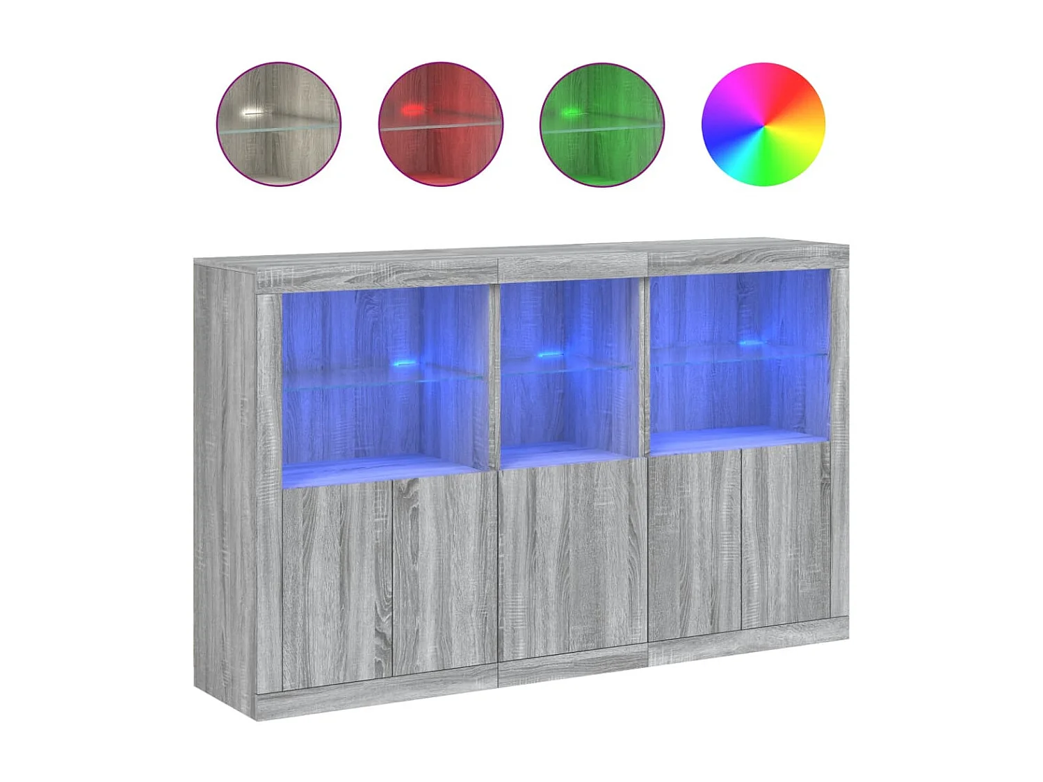 Buffet avec lumières LED sonoma gris 162x37x100 cm FR38943