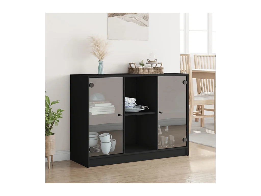 Buffet noir 102x37x75,5 cm bois d'ingénierie FR94170