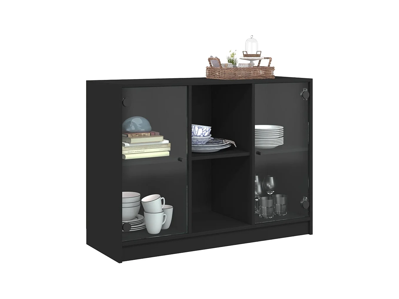 Dressoir 102x37x75,5 cm bewerkt hout zwart BE285138