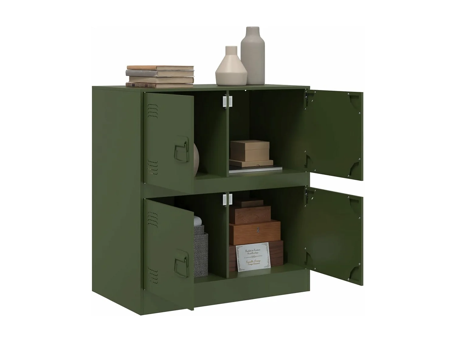 Buffet vert olive 67x39x73 cm acier FR99379