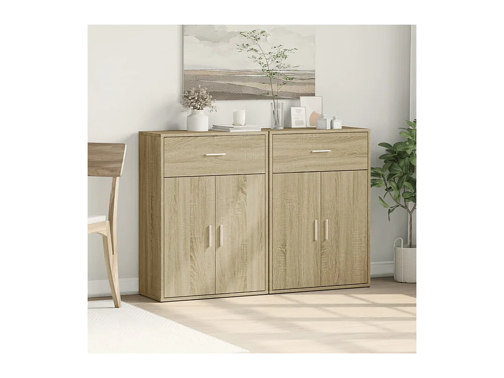 Buffets 2 pcs chêne sonoma 60x30x84 cm bois d'ingénierie FR13868