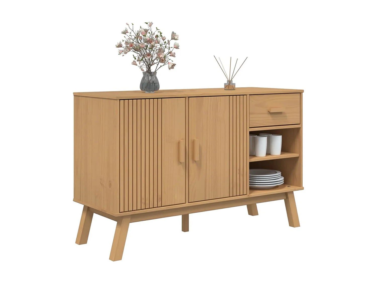 Buffet OLDEN marron 114x43x73,5 cm bois massif de pin FR66814