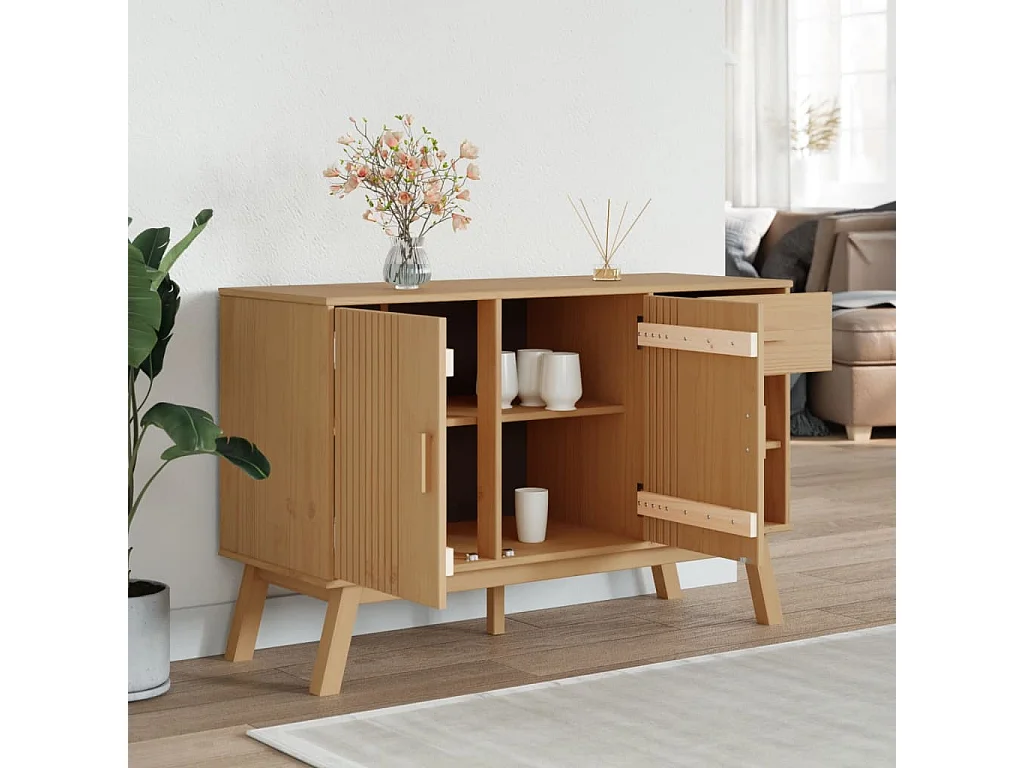 Buffet OLDEN marron 114x43x73,5 cm bois massif de pin FR66814