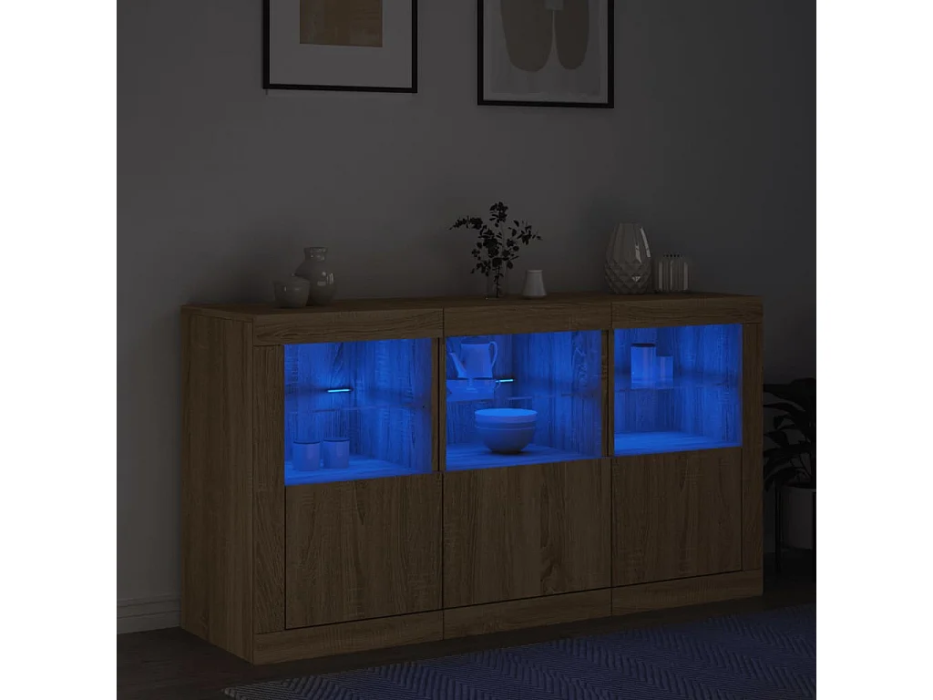 Buffet avec lumières LED chêne sonoma 123x37x67 cm FR60267