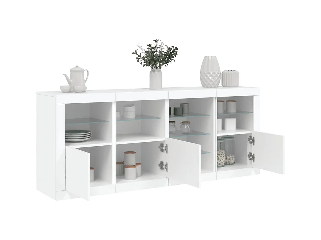 Buffet avec lumières LED blanc 164x37x67 cm FR91630