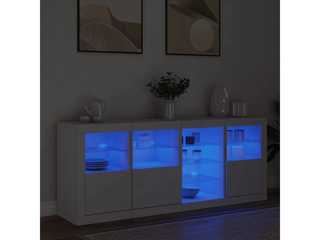 Buffet avec lumières LED blanc 164x37x67 cm FR91630