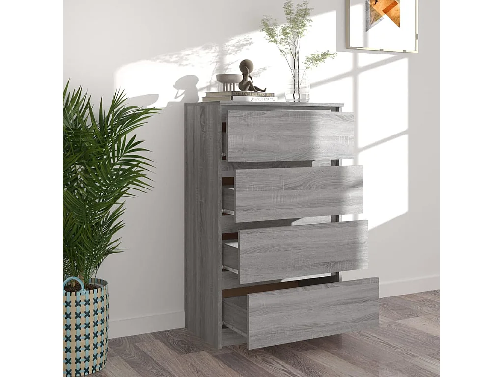 Dressoir 60x35x98,5 cm bewerkt hout grijs sonoma eikenkleurig BE280379