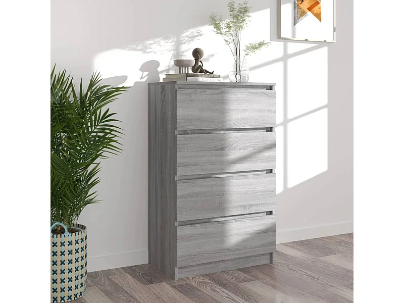 Dressoir 60x35x98,5 cm bewerkt hout grijs sonoma eikenkleurig BE280379