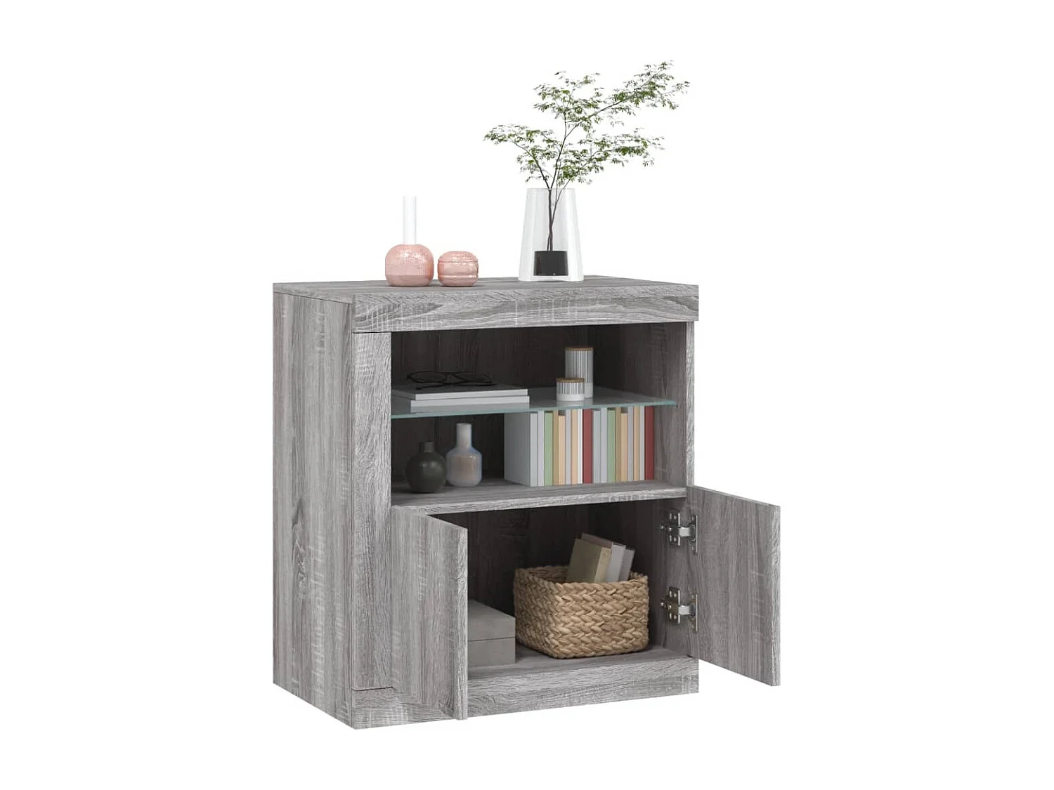 Aparador con luces LED gris Sonoma 60,5x37x67 cm ES117504